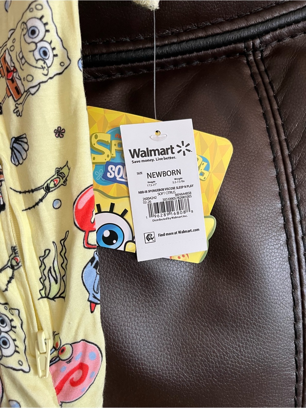 SpongeBob SquarePants Bamboo Zippered Footie Sleeper - Picture 3 of 3